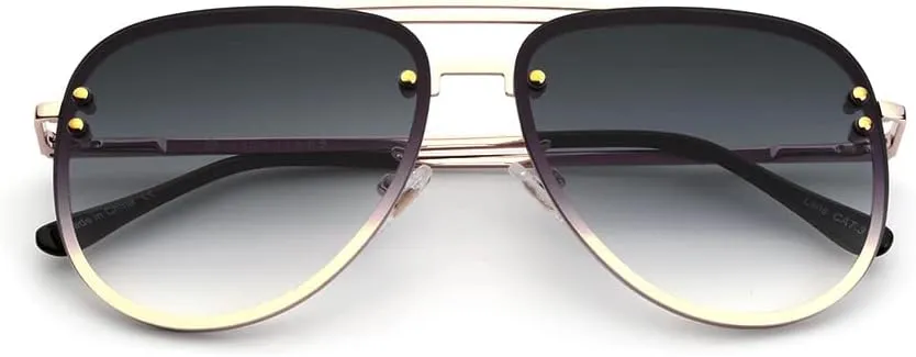 Premium Rimless Oversized Aviator Sunglasses for Women, Polarized PC Lens UV Protection Women’s Shade VF2203