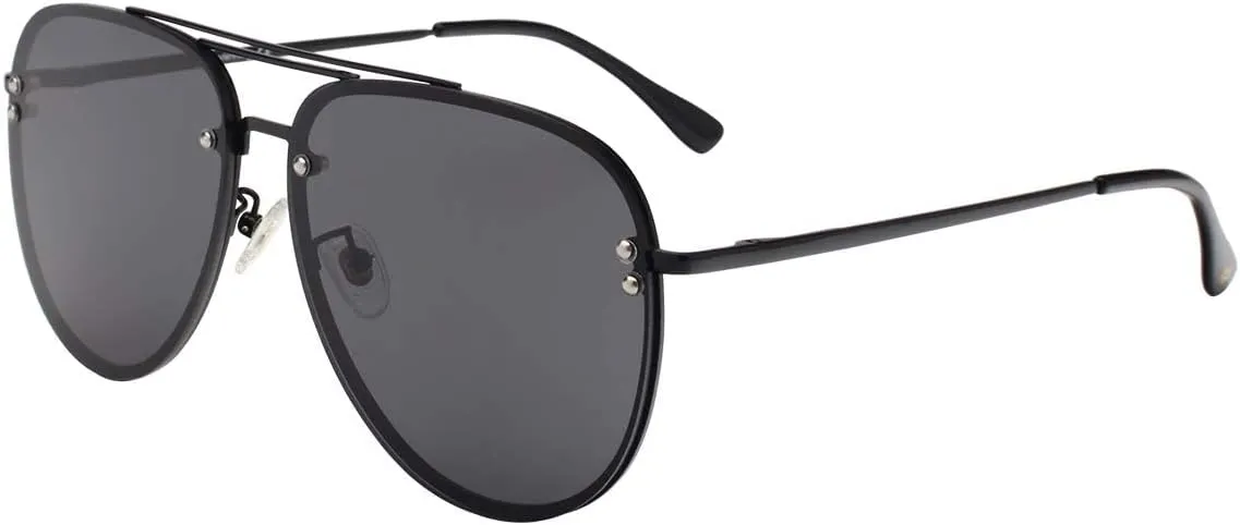 Premium Rimless Oversized Aviator Sunglasses for Women, Polarized PC Lens UV Protection Women’s Shade VF2203