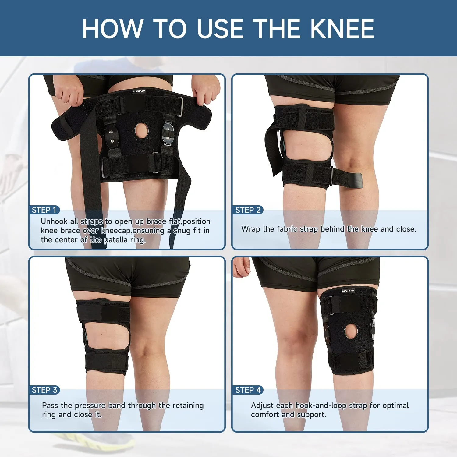 Professional Adjustable Knee Brace,Stable Support of The Decompression Knee, Effective Relief of ACL, Arthritis, Meniscus Tear, Adjustable Compression Band, Suitable for Men and Women(S-L)