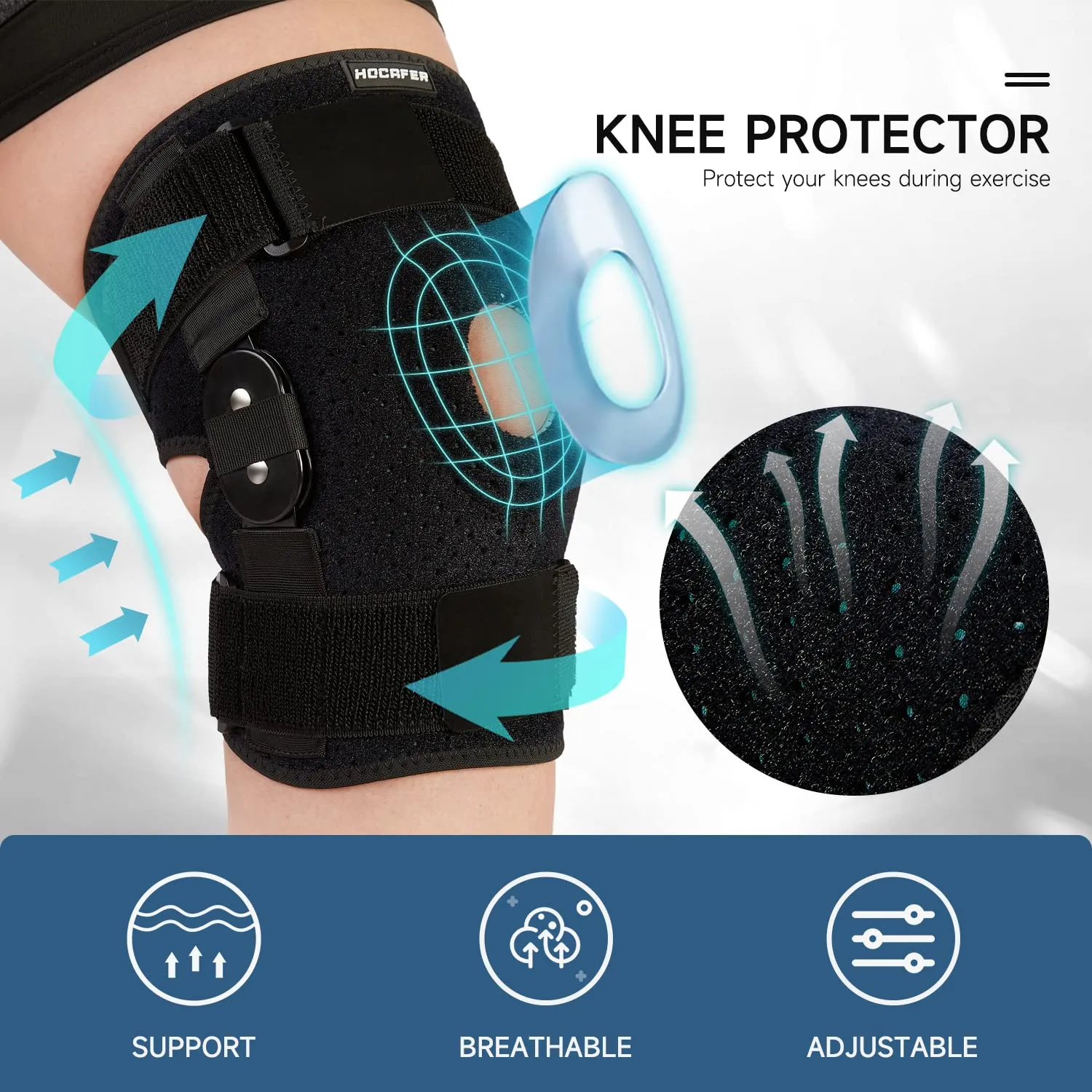 Professional Adjustable Knee Brace,Stable Support of The Decompression Knee, Effective Relief of ACL, Arthritis, Meniscus Tear, Adjustable Compression Band, Suitable for Men and Women(S-L)