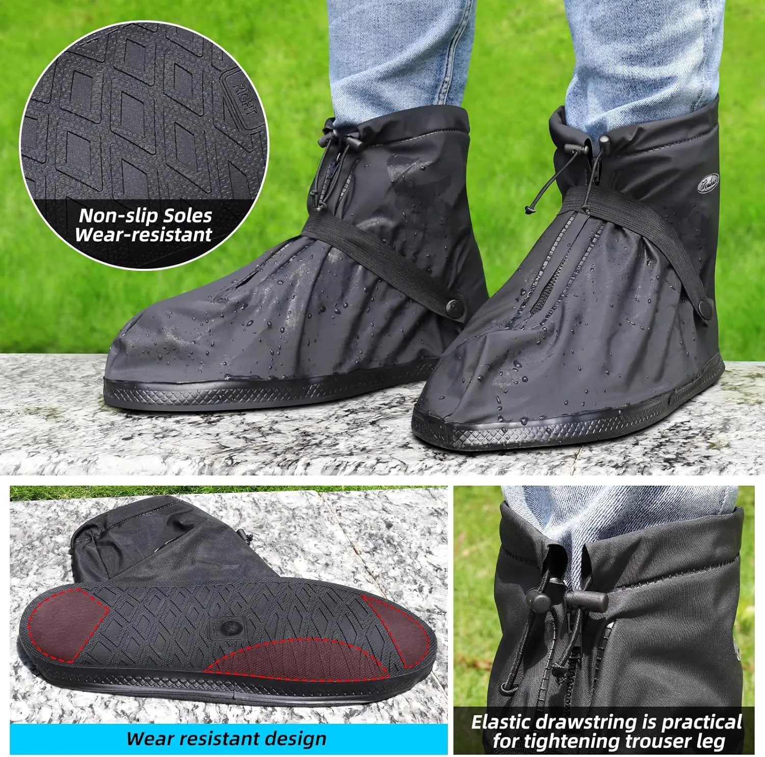 Rain Overshoes Waterproof Shoes Boots Covers Footies Mudsavers Feet Gaiters Men Women for Rain Snow Mud Sand Dust