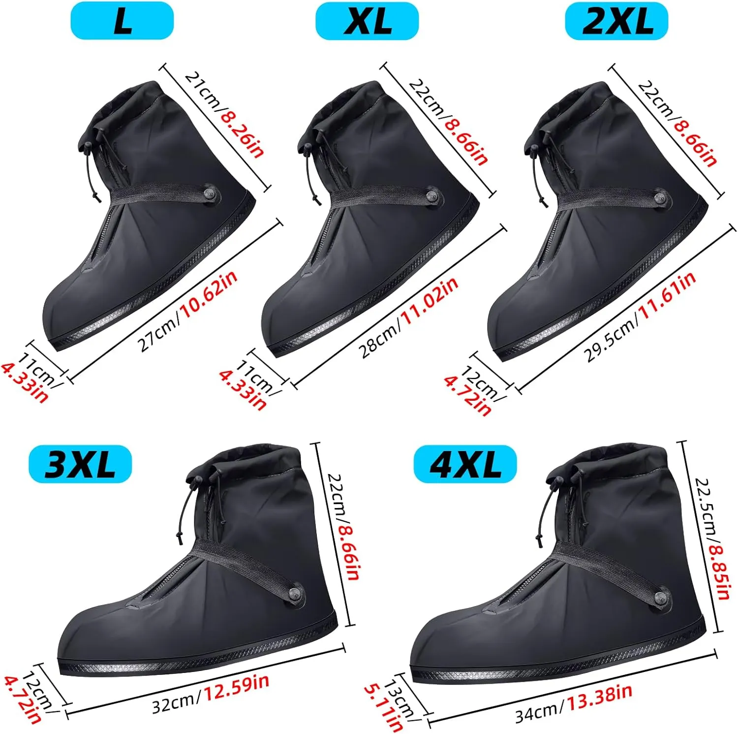 Rain Overshoes Waterproof Shoes Boots Covers Footies Mudsavers Feet Gaiters Men Women for Rain Snow Mud Sand Dust