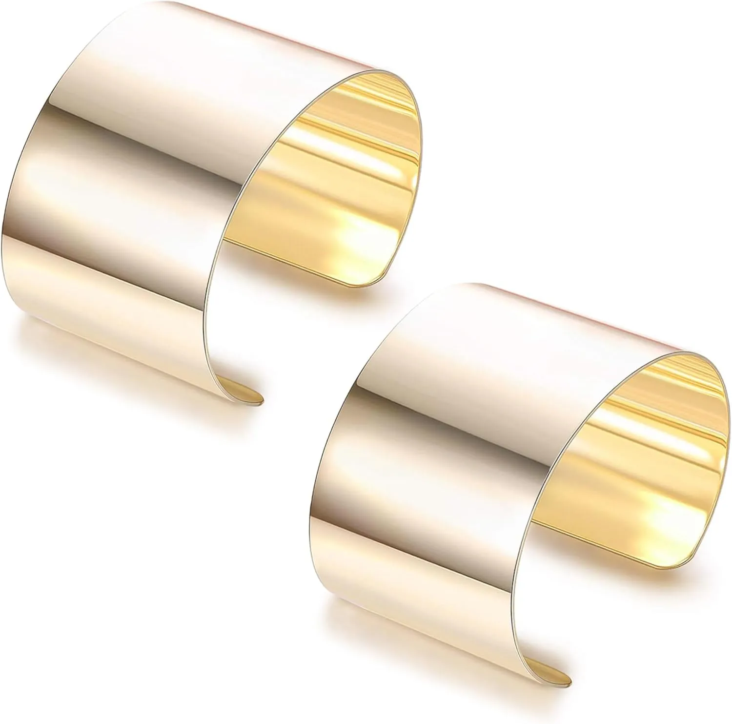 RIOSO 2 Pcs Cuff Bangle Bracelet for Women Open Wide Wire Bracelets Adjustable Gold Wrist Cuff Wrap Bracelet