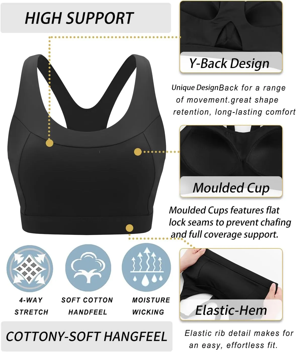RUNNING GIRL Sports Bras for Women High Support,Racerback Molded Cup Sports Bra with Sewn in Pads