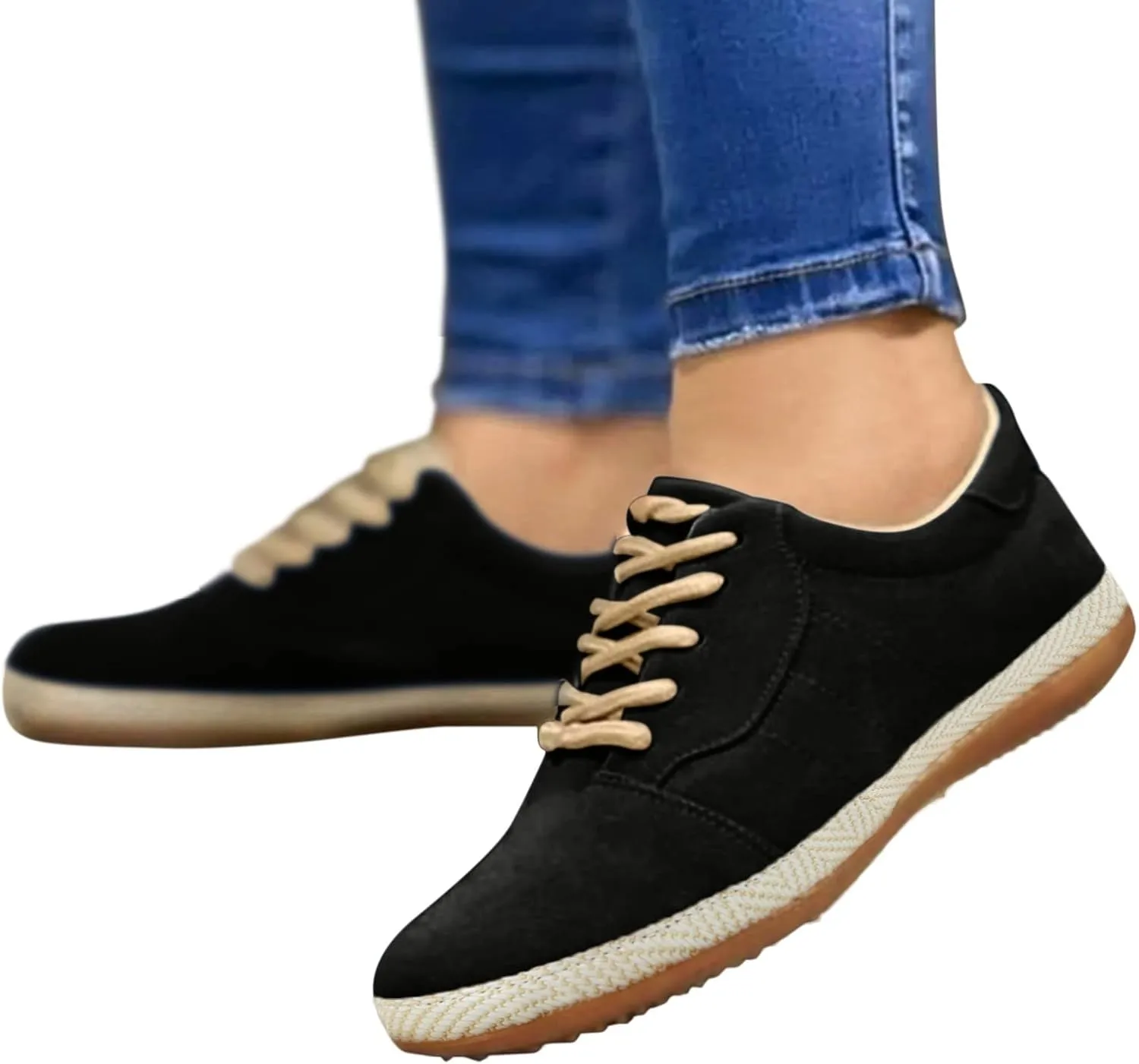 SBGMoSJ Running Shoes for Women Wide Toe Box Women's Slip On Tennis Shoes Size 8 Hiking Shoes for Women Extra Wide White Sneakers for Women Womens Black Sneakers Wide Width