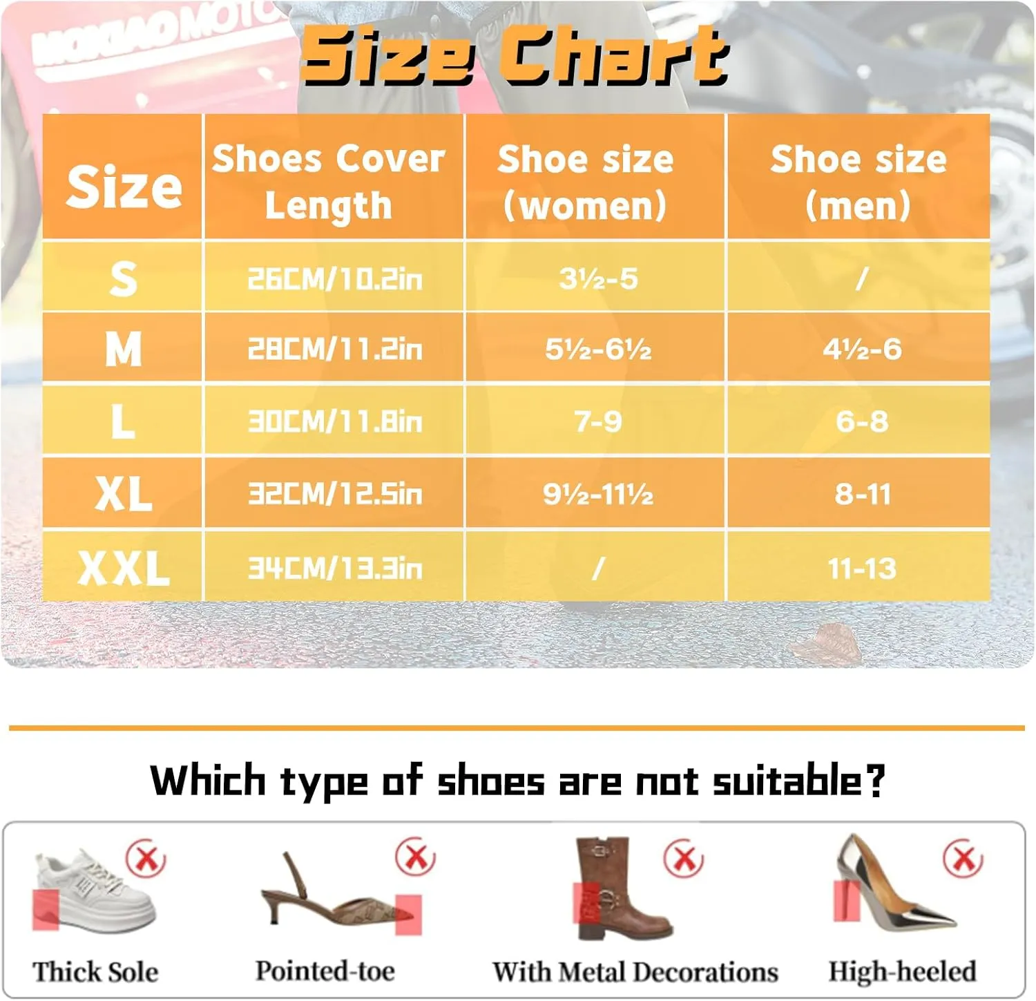 Shoe Covers Waterproof - with Zipper Hard Sole, Reusable Rain Boot Shoe Cover, Non-Slip with Reflector Foldable (BLACK, X-Large)