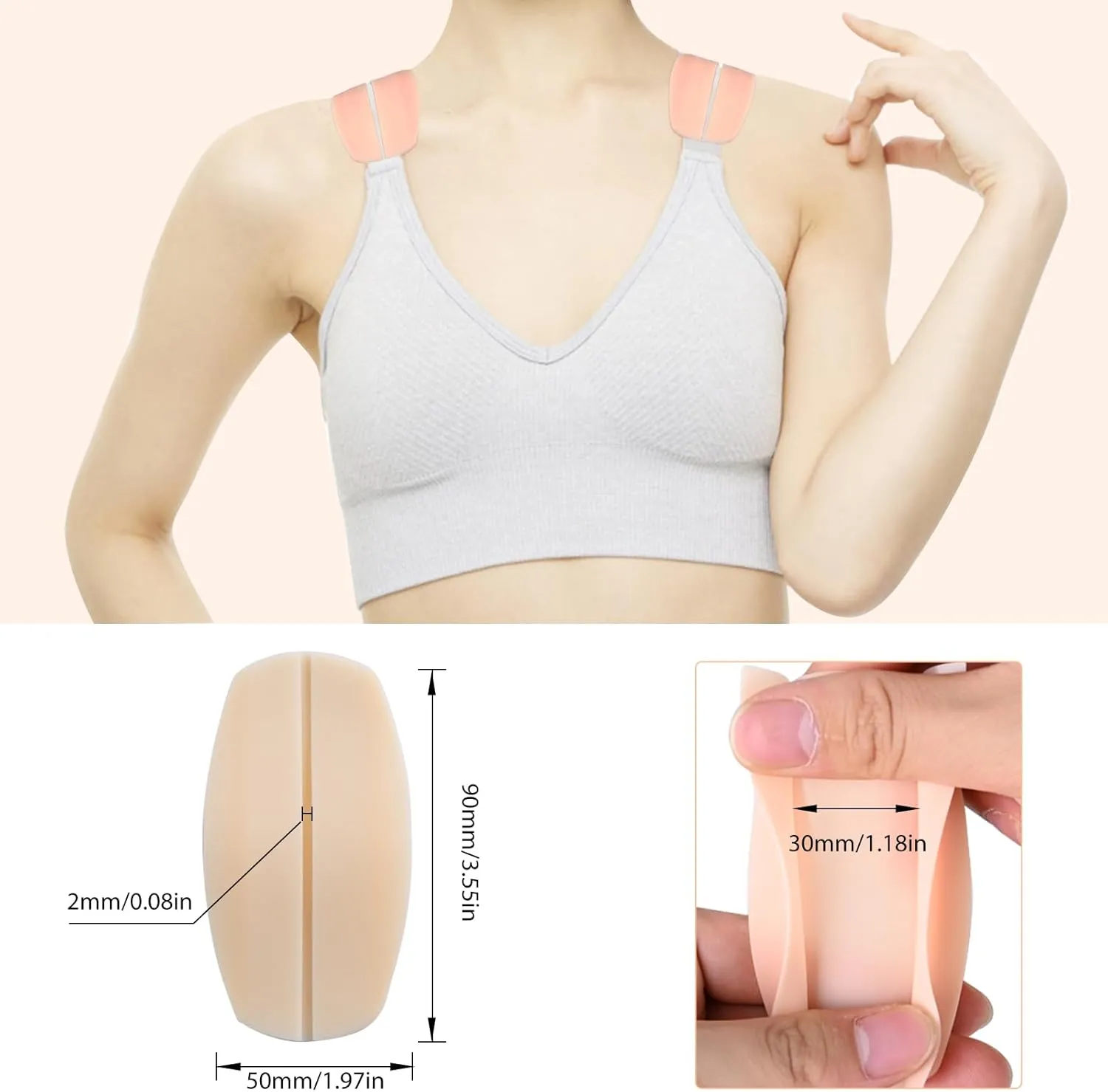 Silicone Bra Strap Cushions, bra strap holders for slipping, Shoulder Pads Protectors No Pain/No Dents/No Pressure