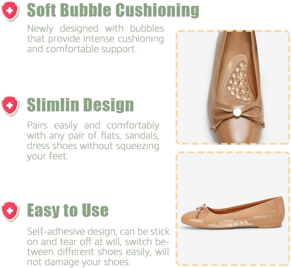 Skyfoot Arch Support Inserts for Flat Feet, Plantar Fasciitis, Arch Insoles for Foot Pain and Pressure Relief - 3 Pairs (Crystal)