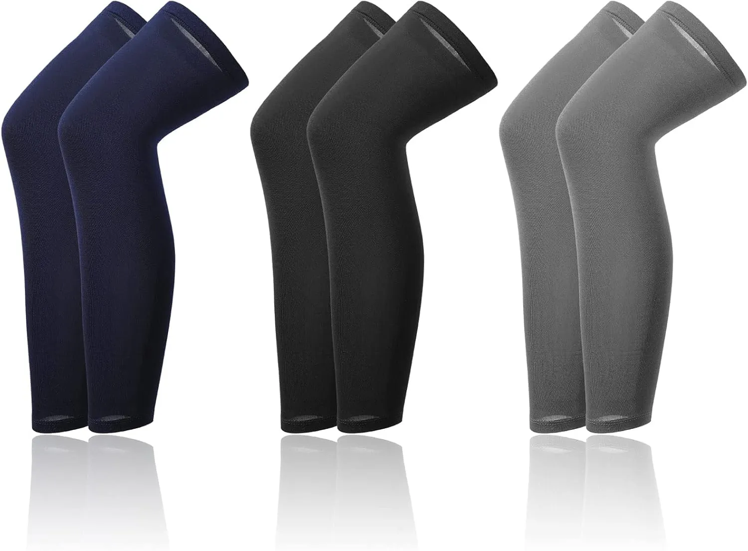 Skylety 3 Pairs Compression Leg Sleeves Full Length Sleeves for Mens Basketball Cycling