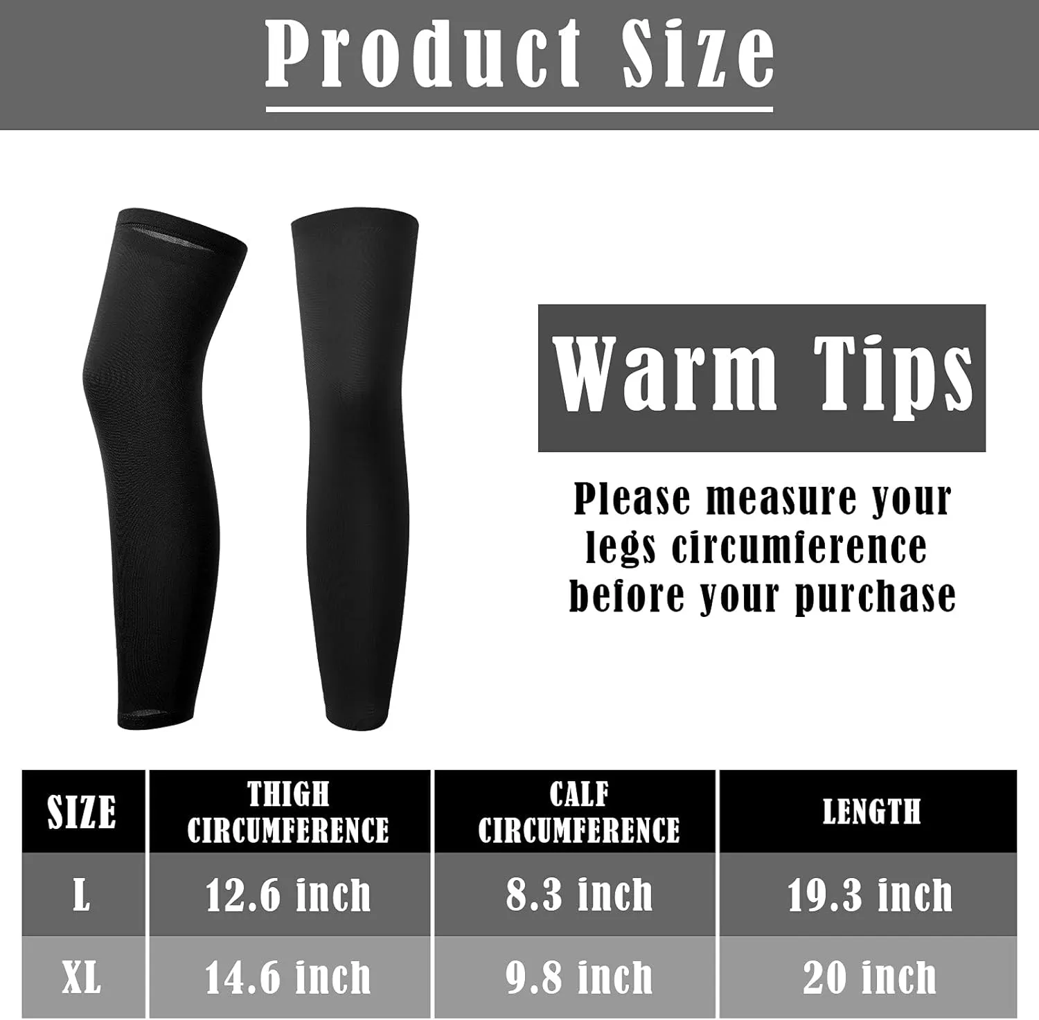 Skylety 3 Pairs Compression Leg Sleeves Full Length Sleeves for Mens Basketball Cycling