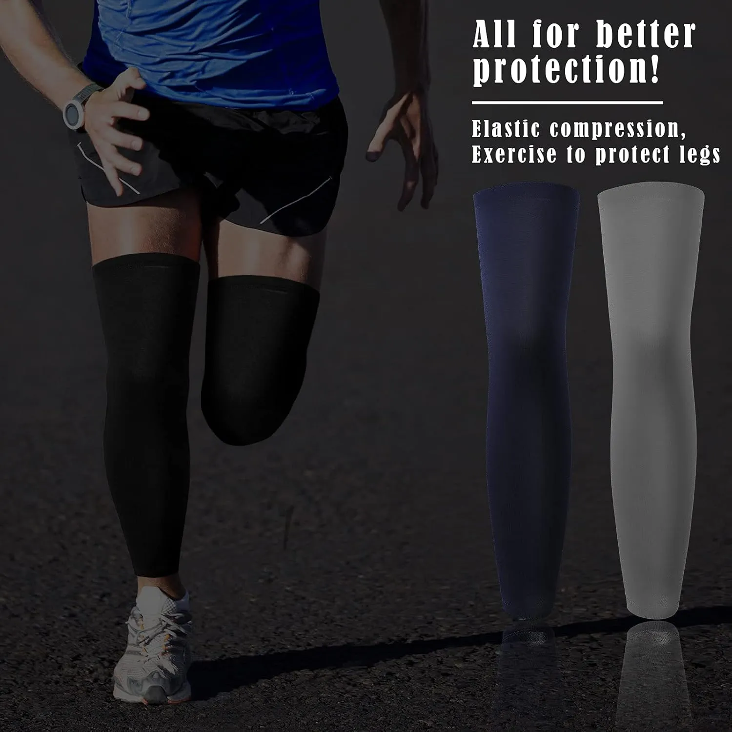 Skylety 3 Pairs Compression Leg Sleeves Full Length Sleeves for Mens Basketball Cycling