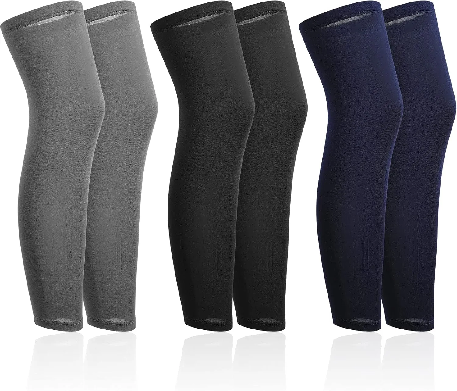 Skylety 3 Pairs Compression Leg Sleeves Full Length Sleeves for Mens Basketball Cycling
