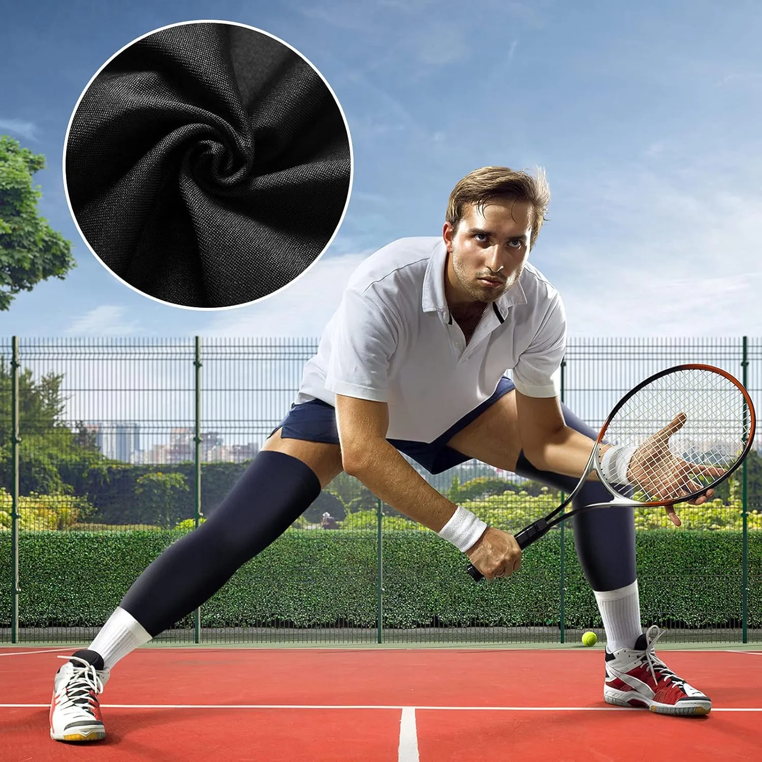 Skylety 3 Pairs Compression Leg Sleeves Full Length Sleeves for Mens Basketball Cycling