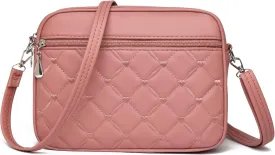 Small Quilted Crossbody for Women purse,vegan leather Multi-layer Shoulder Handbag with Adjustable strap