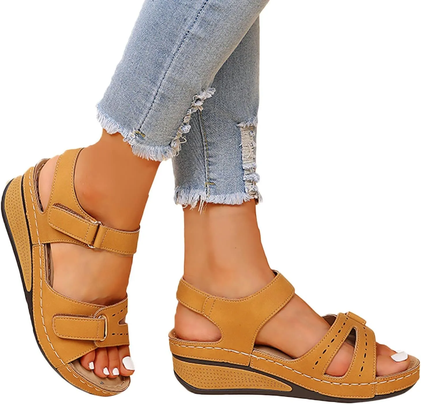 Soft & Stylish Wedge Sandals for Effortless Comfort 2025 Breathable Orthopedic Walking Platform Sandals Women Wide Sandal