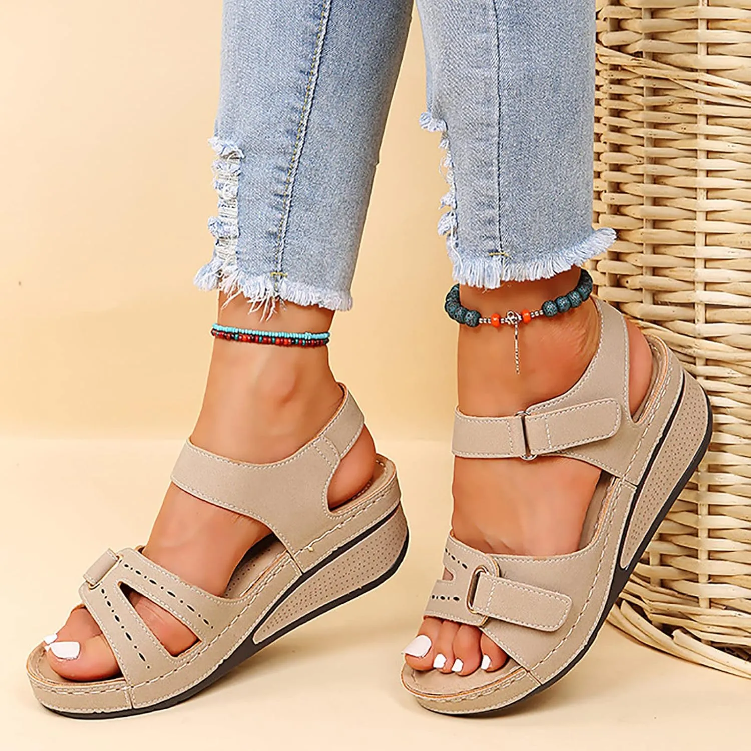 Soft & Stylish Wedge Sandals for Effortless Comfort 2025 Leather Orthopedic Walking Platform Sandals Women Wide Wedge Sandal