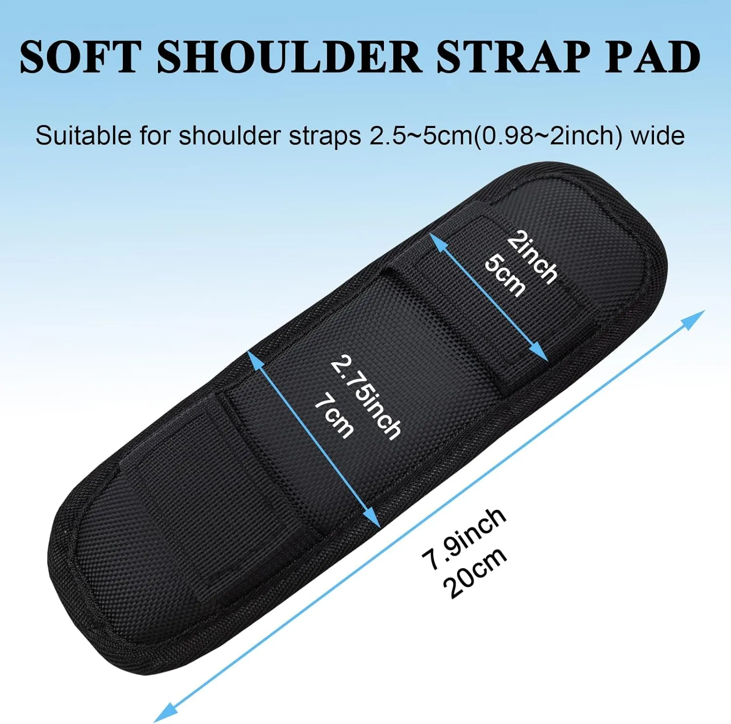Soft Shoulder Strap Pad, Thick & Breathable & Removable Backpack Strap Pads for Bag Strap1PCS-Black