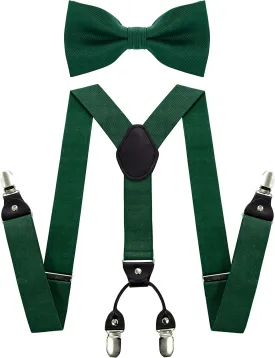 Solid Color Suspender and Silk Bow Tie Sets for Men Solid Color Suspender and Silk Bow Tie Sets for Men