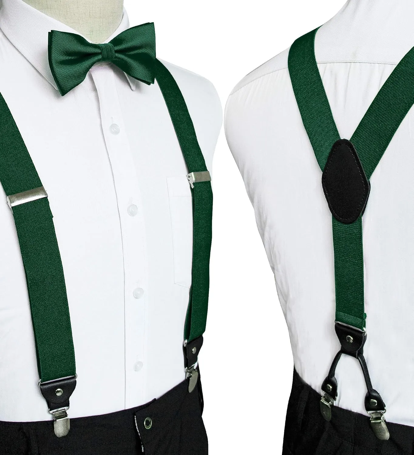 Solid Color Suspender and Silk Bow Tie Sets for Men