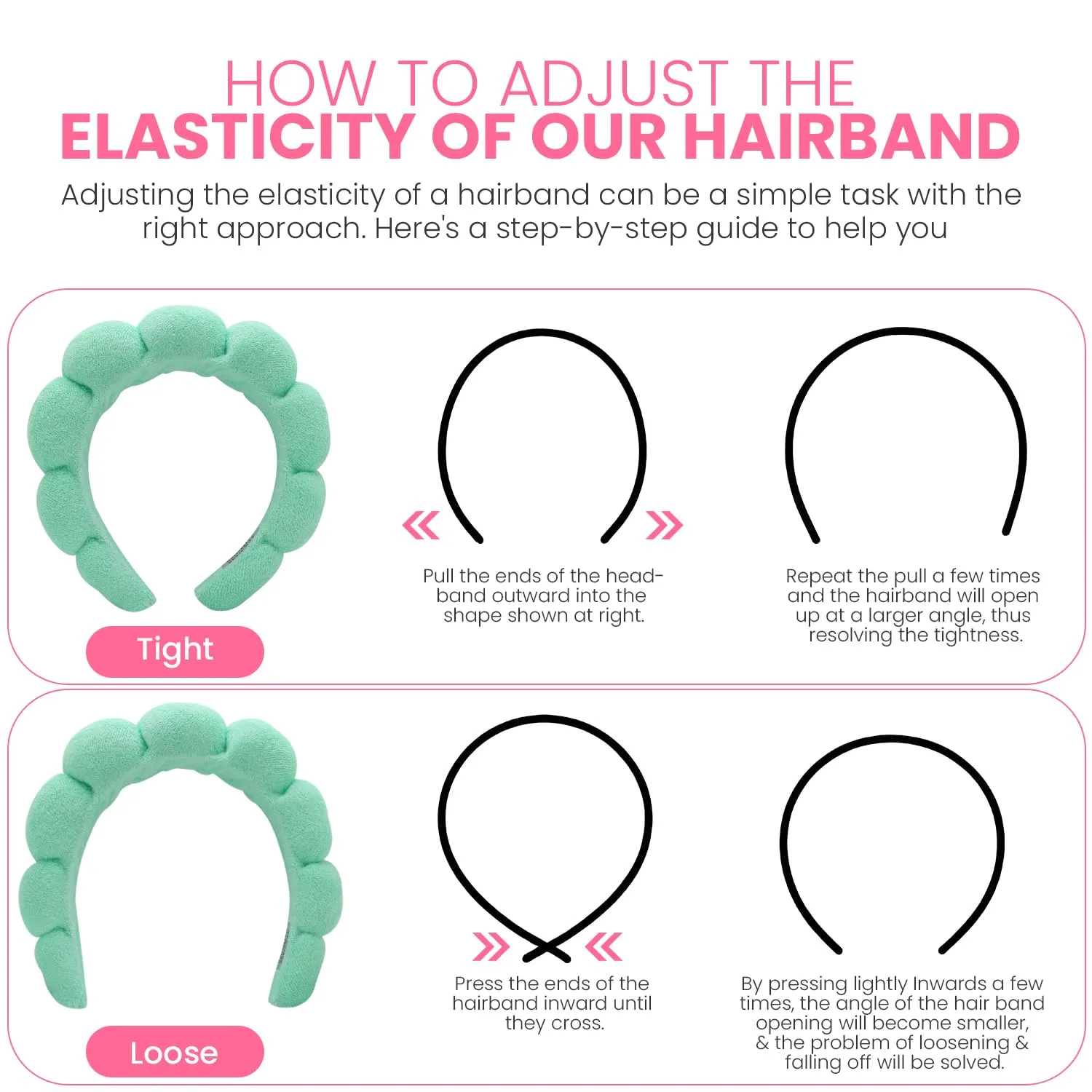 Spa Headbands for Washing Face, Makeup and Skincare. 3 Pc Set of Skin Care Head band with Wristbands. Puffy Terry Cloth, Non Slip Get Ready Hairband for Women, Teens, Girls. Cute Hair Accessories.