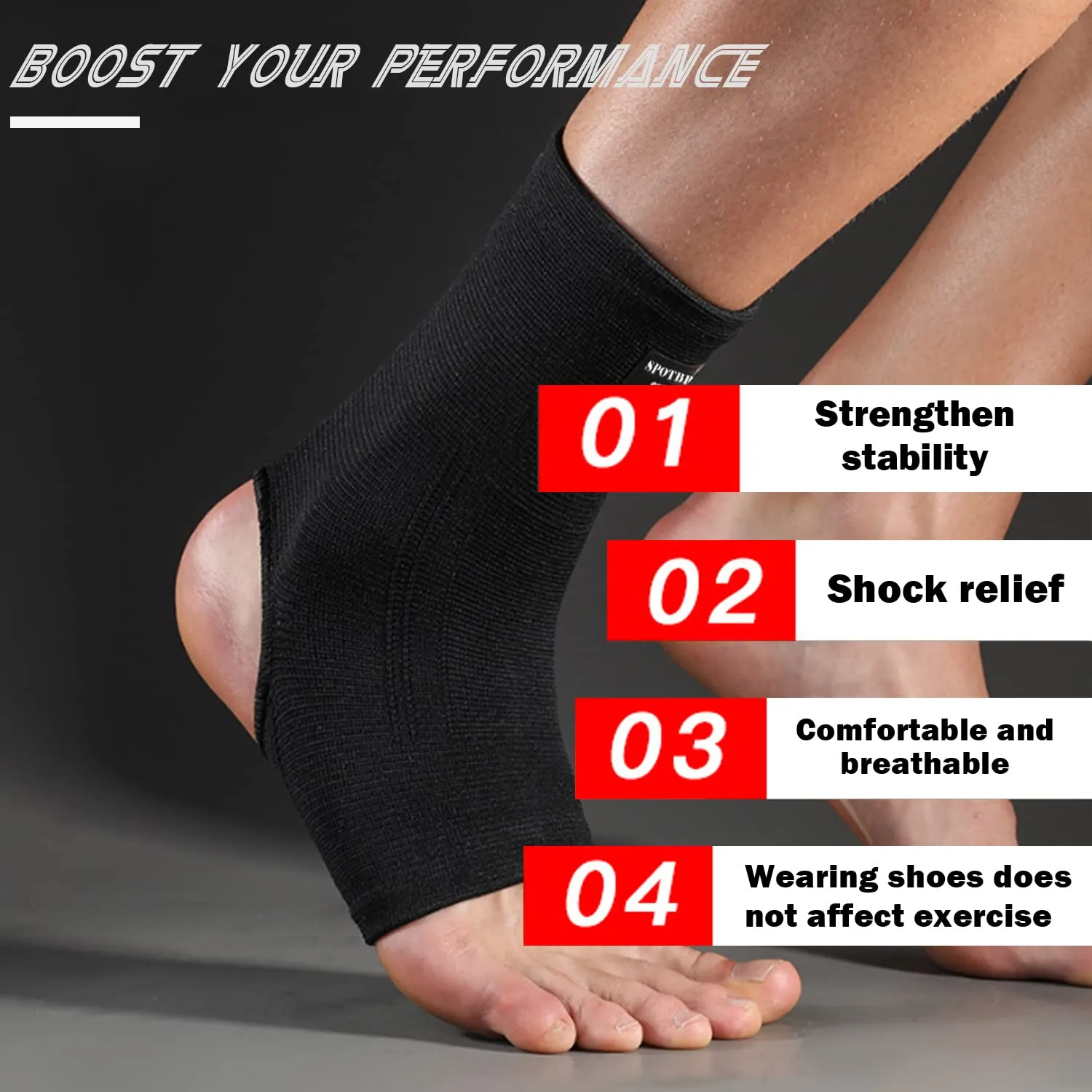 SPOTBRACE Ankle Brace Compression Sleeve(2 PACK),Breathable Ankle Support For Men Women, Foot Compression Sock for Swelling, Plantar Fasciitis, Sprain