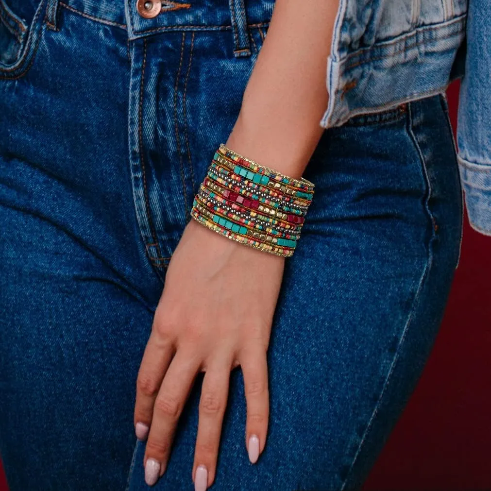 SPUNKYsoul Cuff Bracelets for Women Collection - Adjustable, Stylish Boho Inspired Beaded Bracelets, Trendy Stackable Beads, Ideal for Everyday Wear & Special Occasions