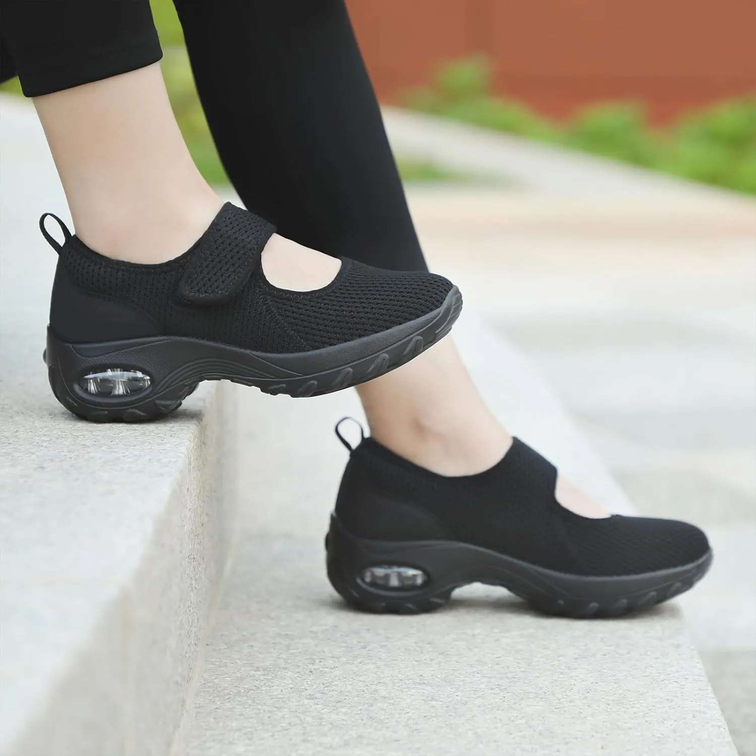 STQ Womens Walking Shoes Non Slip Orthopedic Shoes Adjustable Mary Jane Shoes