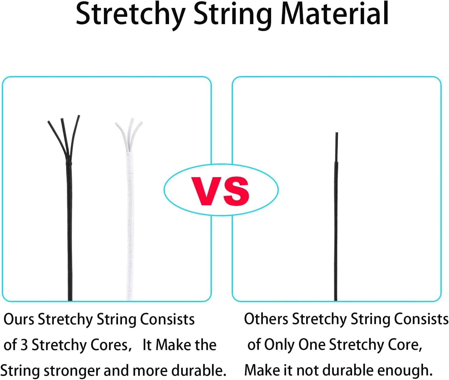 Stretchy String for Bracelets, 2 Rolls 0.8mm,1 mm,1.2mm,1.5mm,330 Feet Sturdy Elastic String Cord for Jewelry Making, Necklaces, Beading and Crafts (White Black (1.0mm))