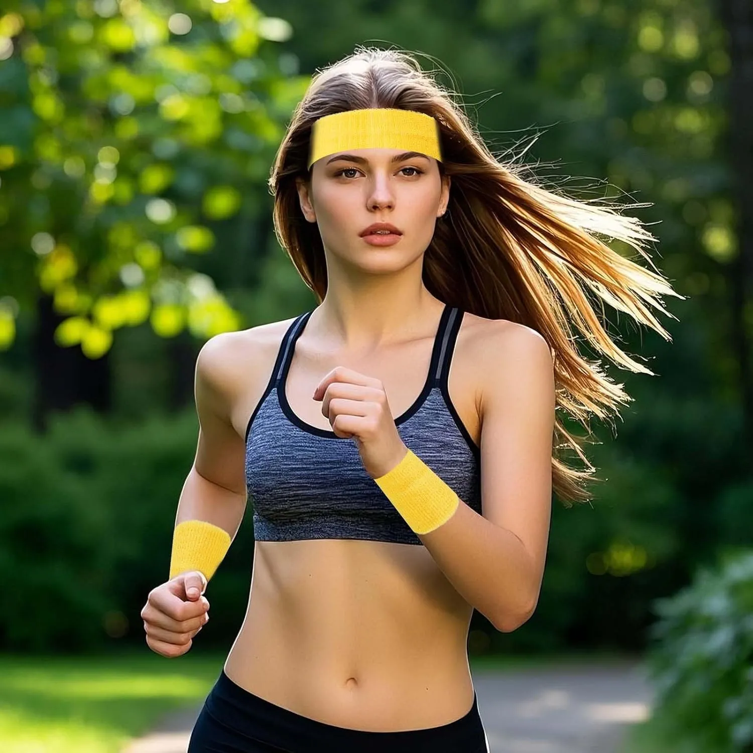 Striped Sweatbands Set Sports Headband and Wristbands Sweatbands Striped Sweatband Set for Men and Women