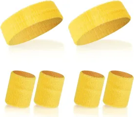 Striped Sweatbands Set Sports Headband and Wristbands Sweatbands Striped Sweatband Set for Men and Women