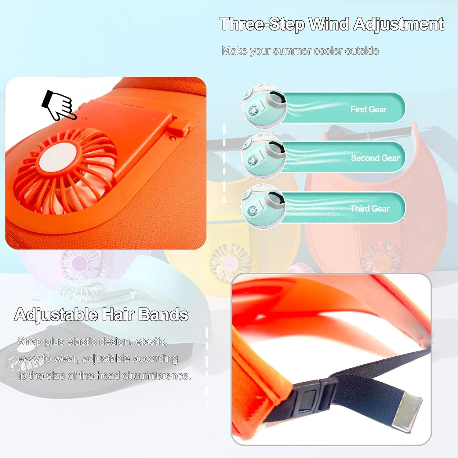 Sun Visors Hat with Fan for Women - Fan Visor Hat