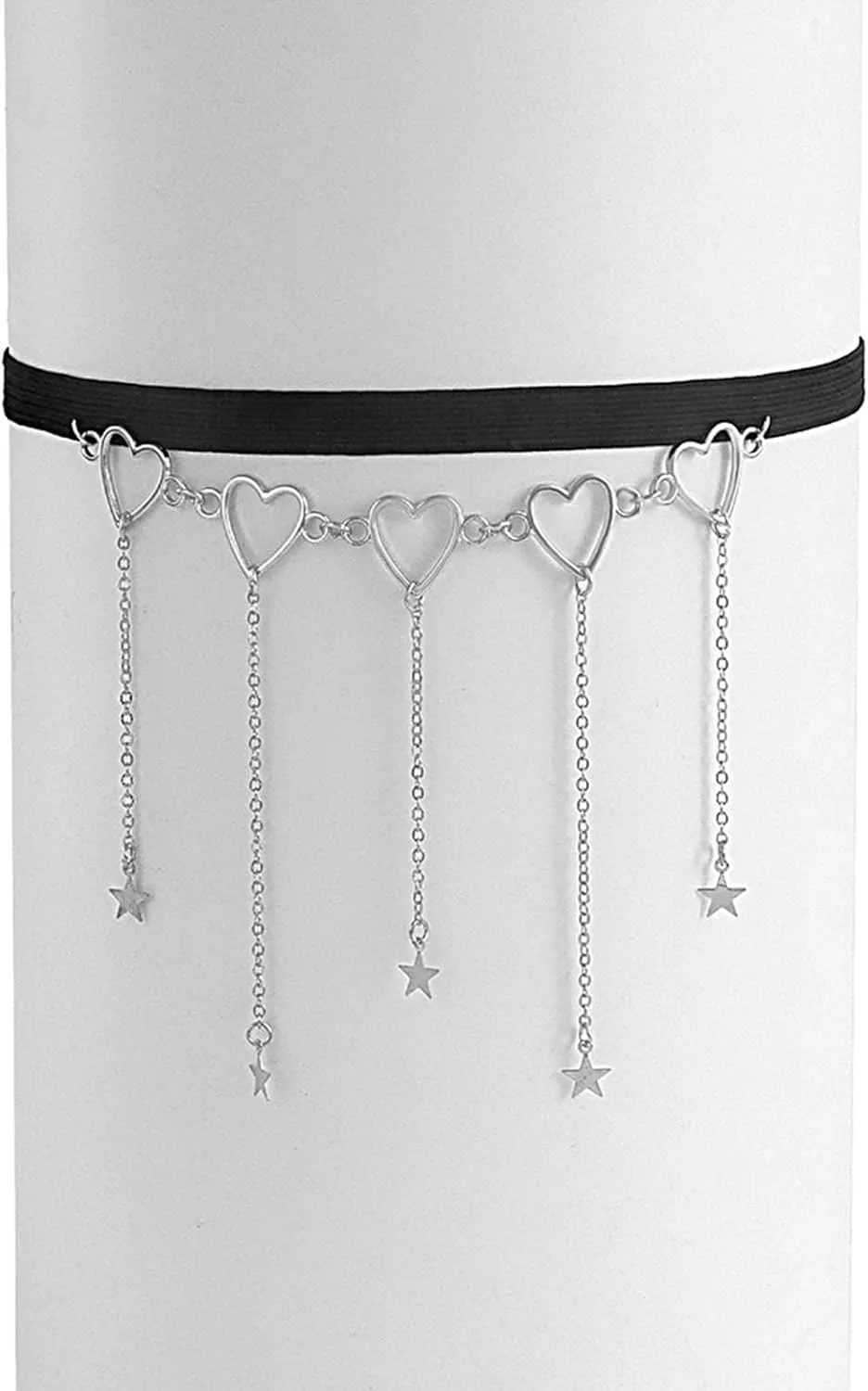 Thigh Chain Sexy Metal Chain Love Tassel Star Thigh Chain, Gold Silver Elastic Band Leg Ring