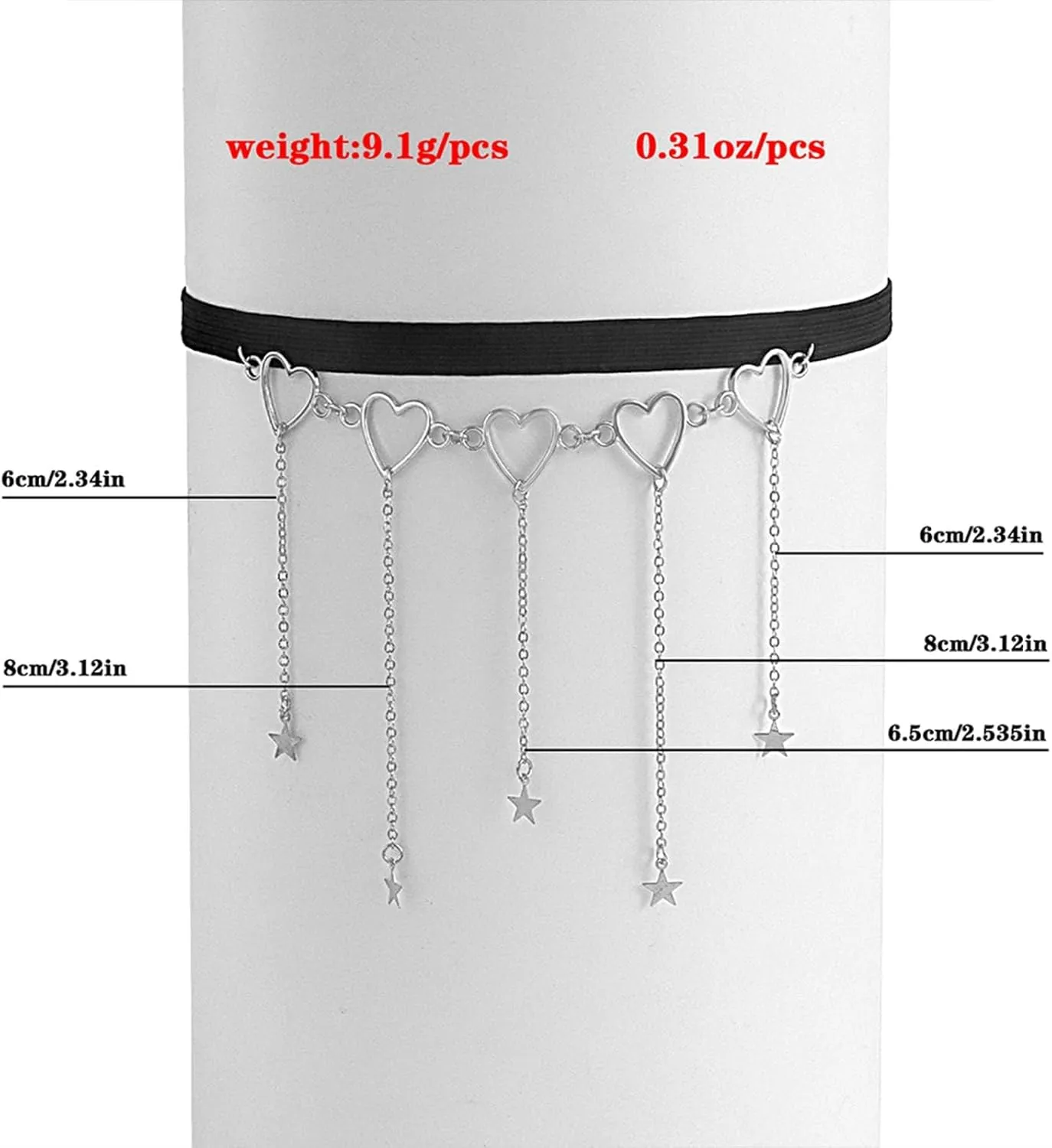 Thigh Chain Sexy Metal Chain Love Tassel Star Thigh Chain, Gold Silver Elastic Band Leg Ring