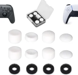 Thumb Grip Controller Gamepad Raised Antislip Thumb Stick Grips Thumbsticks Joystick Cap for PS5/4,Switch Pro Controller-Precision Rings(4pcs),Storage Case,Thumb Grips(8pcs),White Set