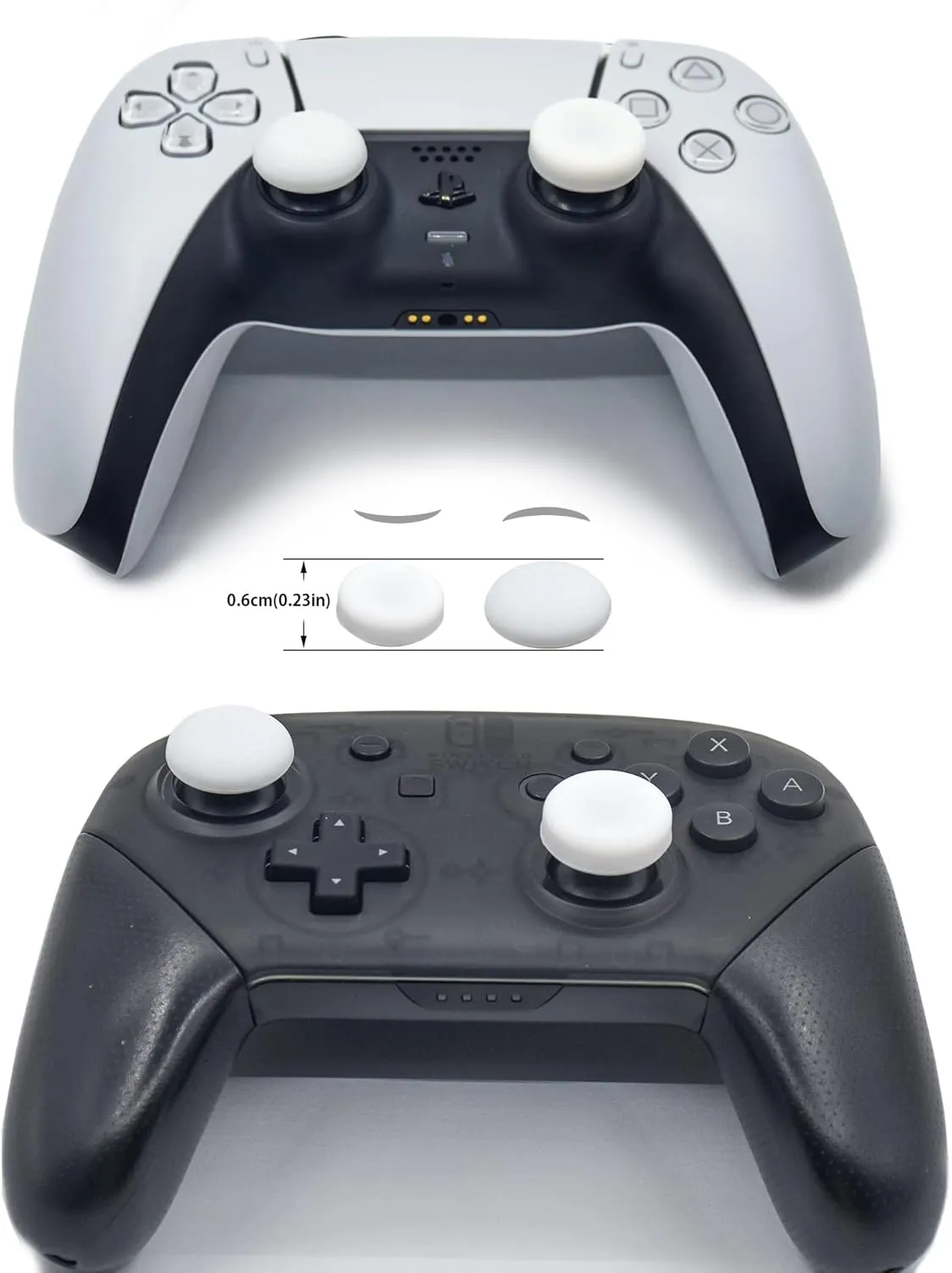 Thumb Grip Controller Gamepad Raised Antislip Thumb Stick Grips Thumbsticks Joystick Cap for PS5/4,Switch Pro Controller-Precision Rings(4pcs),Storage Case,Thumb Grips(8pcs),White Set