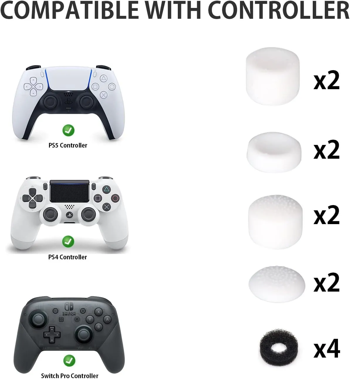 Thumb Grip Controller Gamepad Raised Antislip Thumb Stick Grips Thumbsticks Joystick Cap for PS5/4,Switch Pro Controller-Precision Rings(4pcs),Storage Case,Thumb Grips(8pcs),White Set