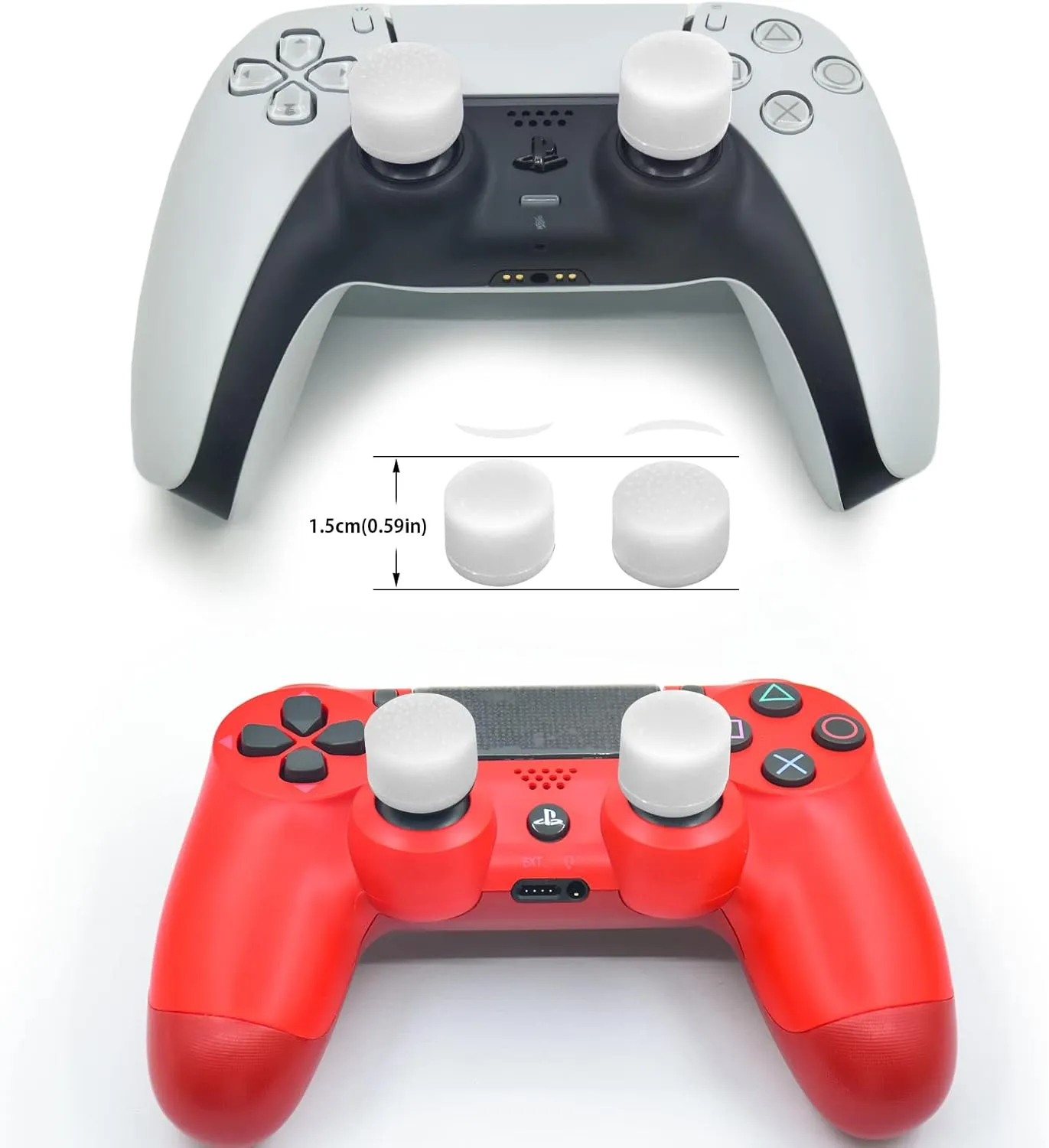 Thumb Grip Controller Gamepad Raised Antislip Thumb Stick Grips Thumbsticks Joystick Cap for PS5/4,Switch Pro Controller-Precision Rings(4pcs),Storage Case,Thumb Grips(8pcs),White Set