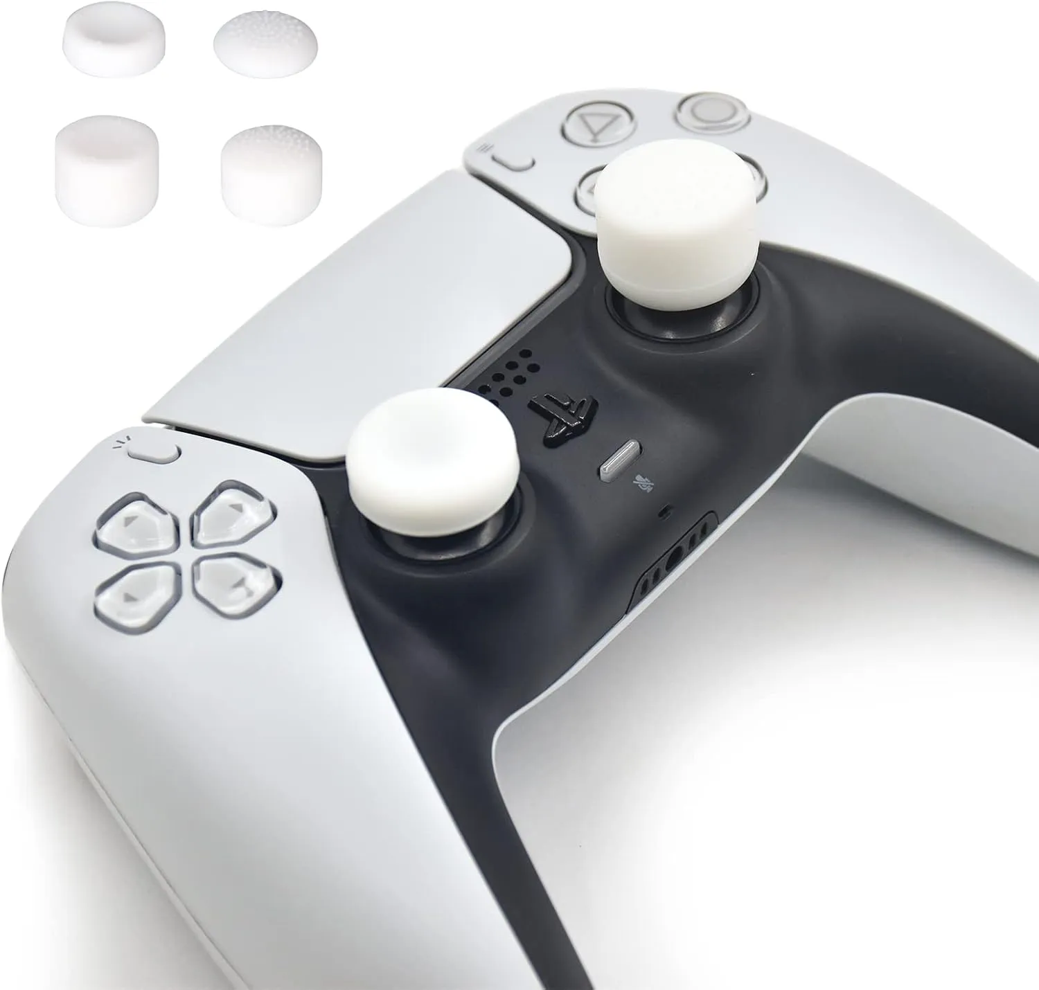 Thumb Grip Controller Gamepad Raised Antislip Thumb Stick Grips Thumbsticks Joystick Cap for PS5/4,Switch Pro Controller-Precision Rings(4pcs),Storage Case,Thumb Grips(8pcs),White Set