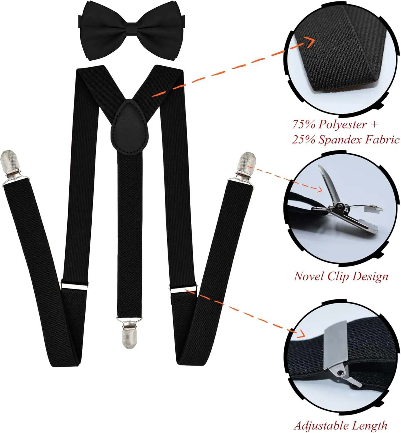 trilece Suspenders for Men, Adjustable Y Back Suspender and Bow Tie
