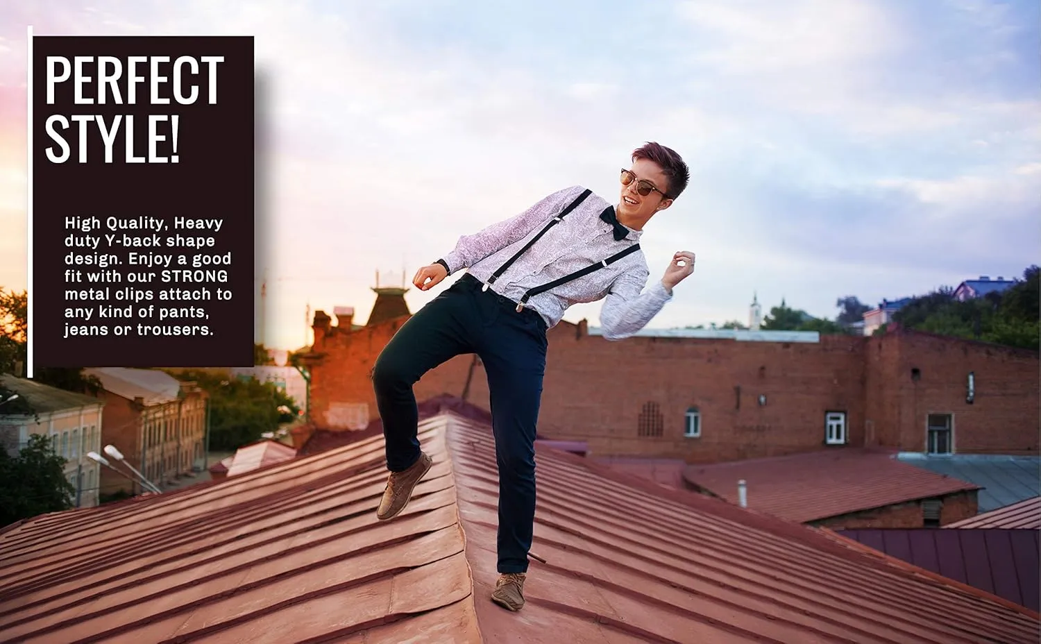 trilece Suspenders for Men, Adjustable Y Back Suspender and Bow Tie