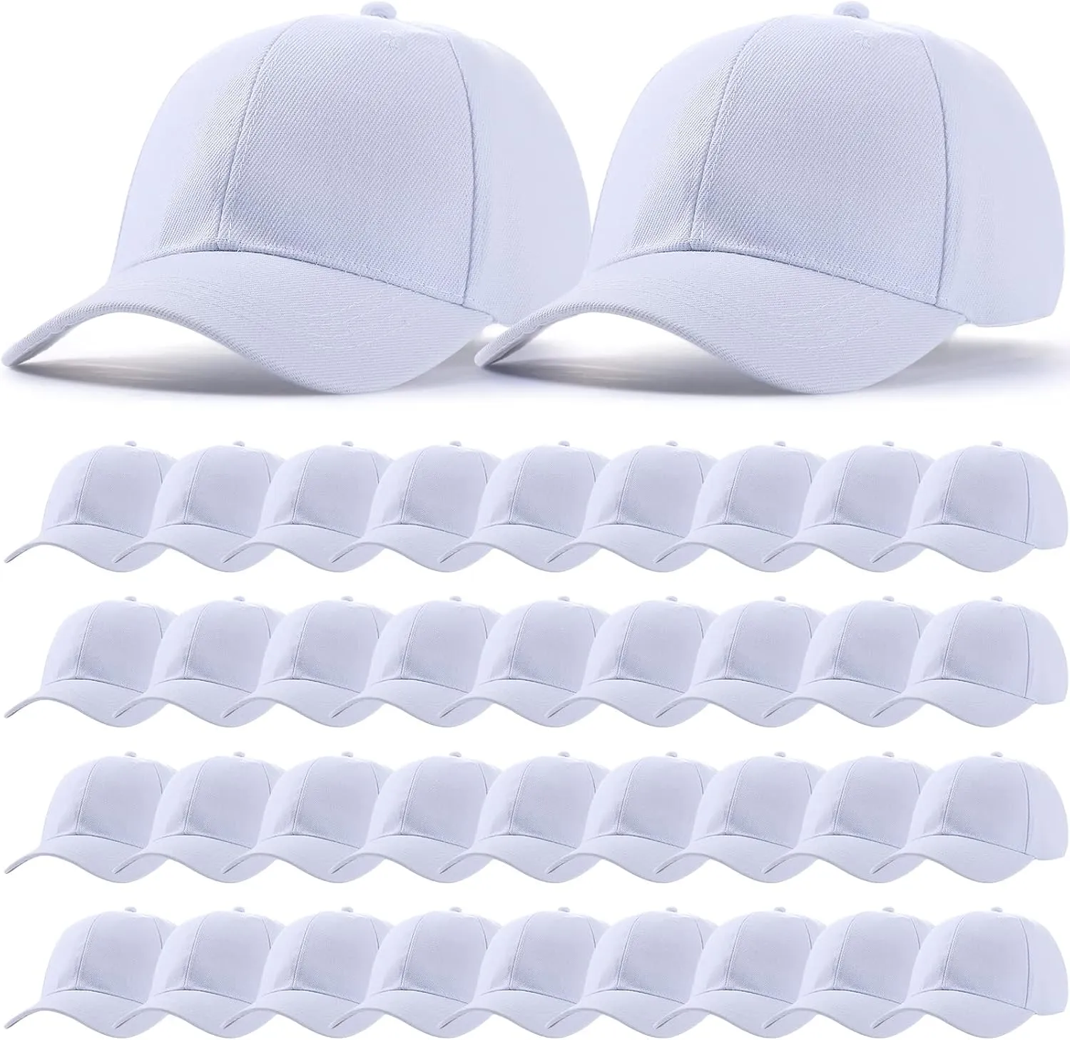 Unittype 72 Pcs Plain Baseball Caps Bulk Unisex Blank Dad Caps Adjustable Back Strap Sublimation Hats for Trucker Men Women