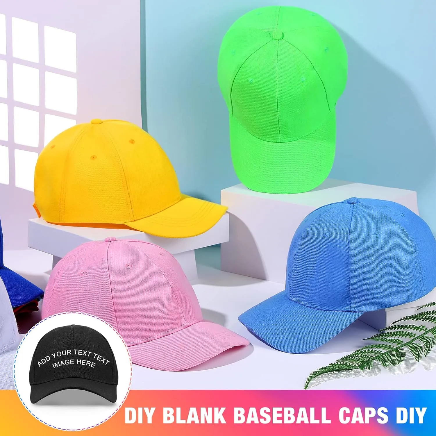 Unittype 72 Pcs Plain Baseball Caps Bulk Unisex Blank Dad Caps Adjustable Back Strap Sublimation Hats for Trucker Men Women