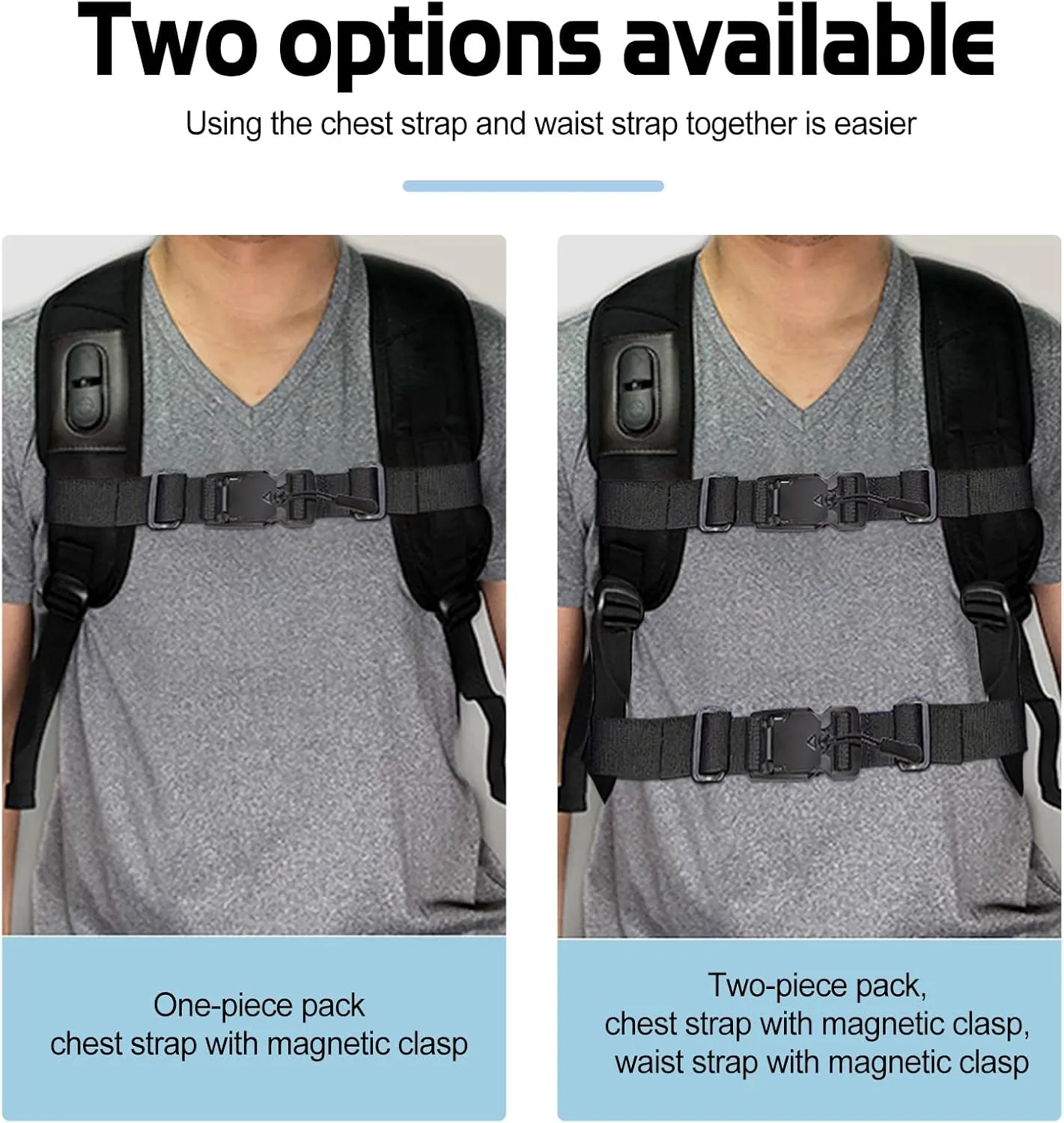 Universal Magnetic Attraction Chest Strap for BackpackSternum StrapWaist Belt Hip BeltStraps with Clips Adjustable