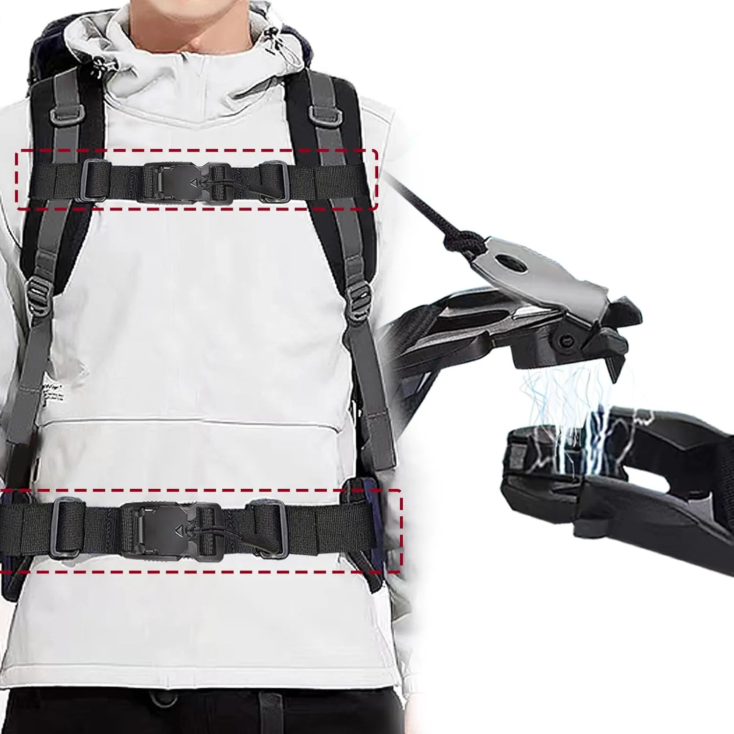 Universal Magnetic Attraction Chest Strap for BackpackSternum StrapWaist Belt Hip BeltStraps with Clips Adjustable