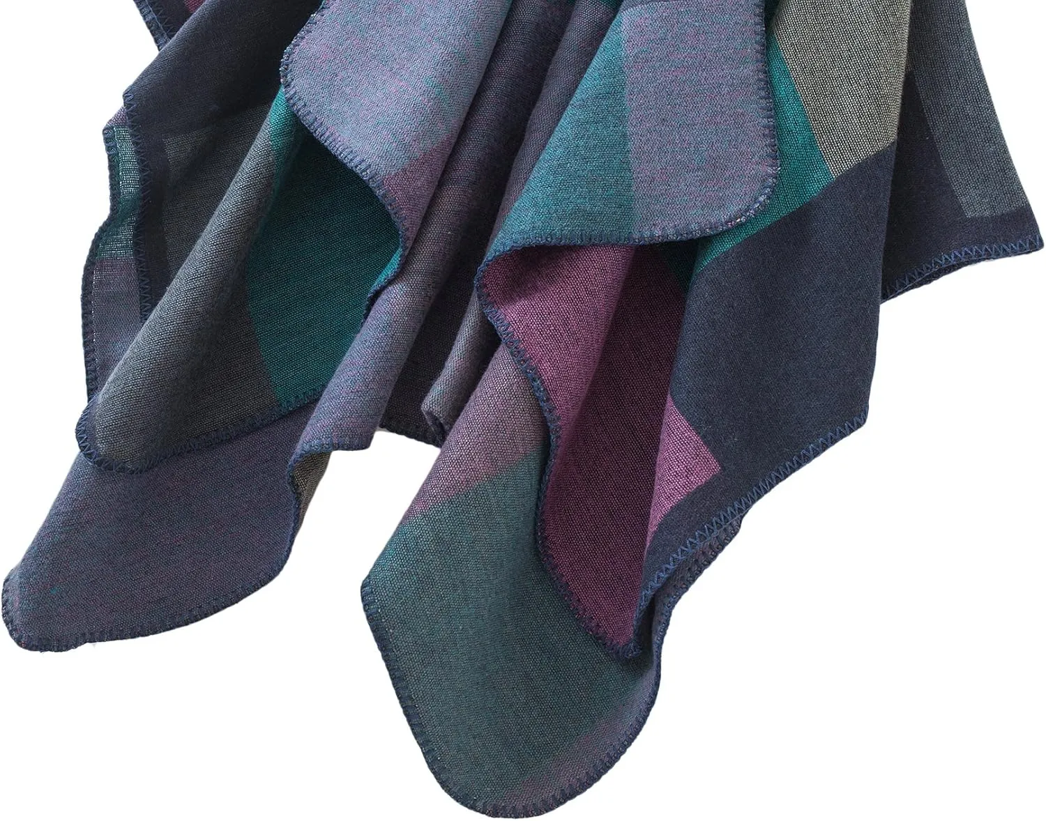 Urban CoCo Women's Color Block Shawl Wrap Open Front Poncho Cape