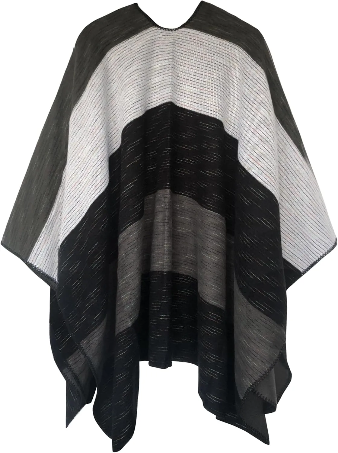 Urban CoCo Women's Color Block Shawl Wrap Open Front Poncho Cape
