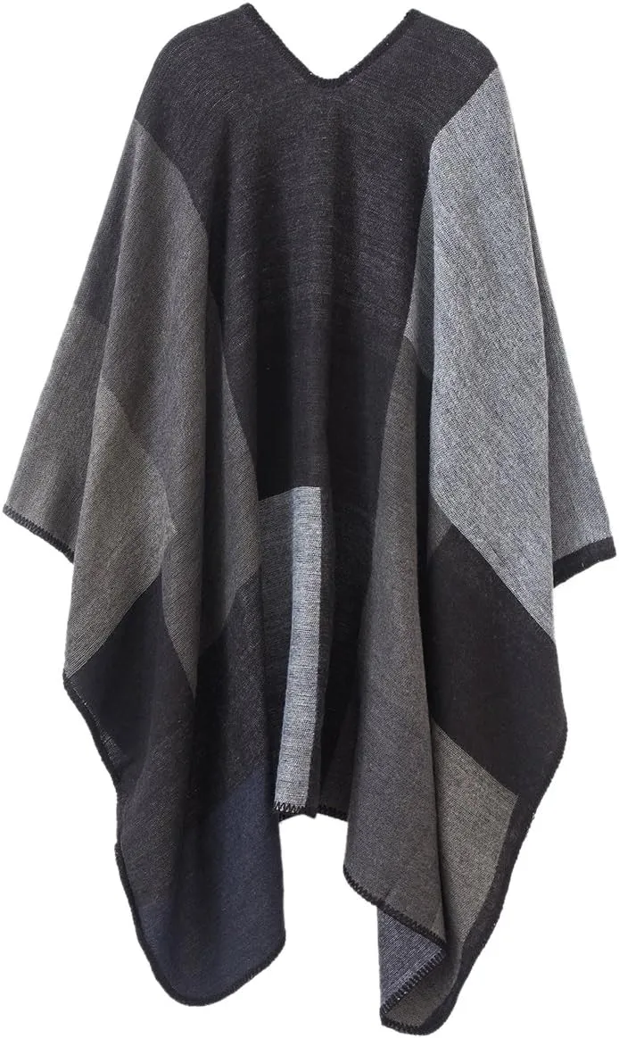 Urban CoCo Women's Color Block Shawl Wrap Open Front Poncho Cape