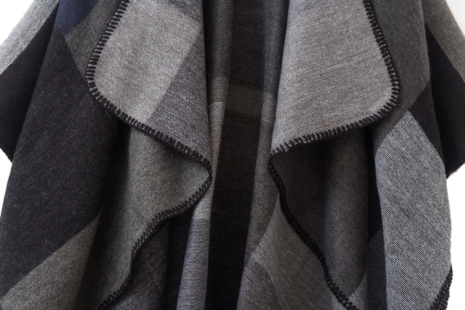 Urban CoCo Women's Color Block Shawl Wrap Open Front Poncho Cape