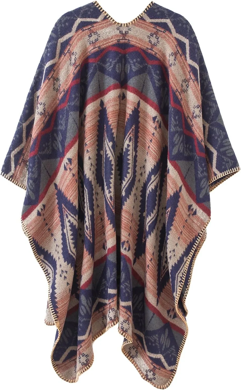 Urban CoCo Women's Color Block Shawl Wrap Open Front Poncho Cape