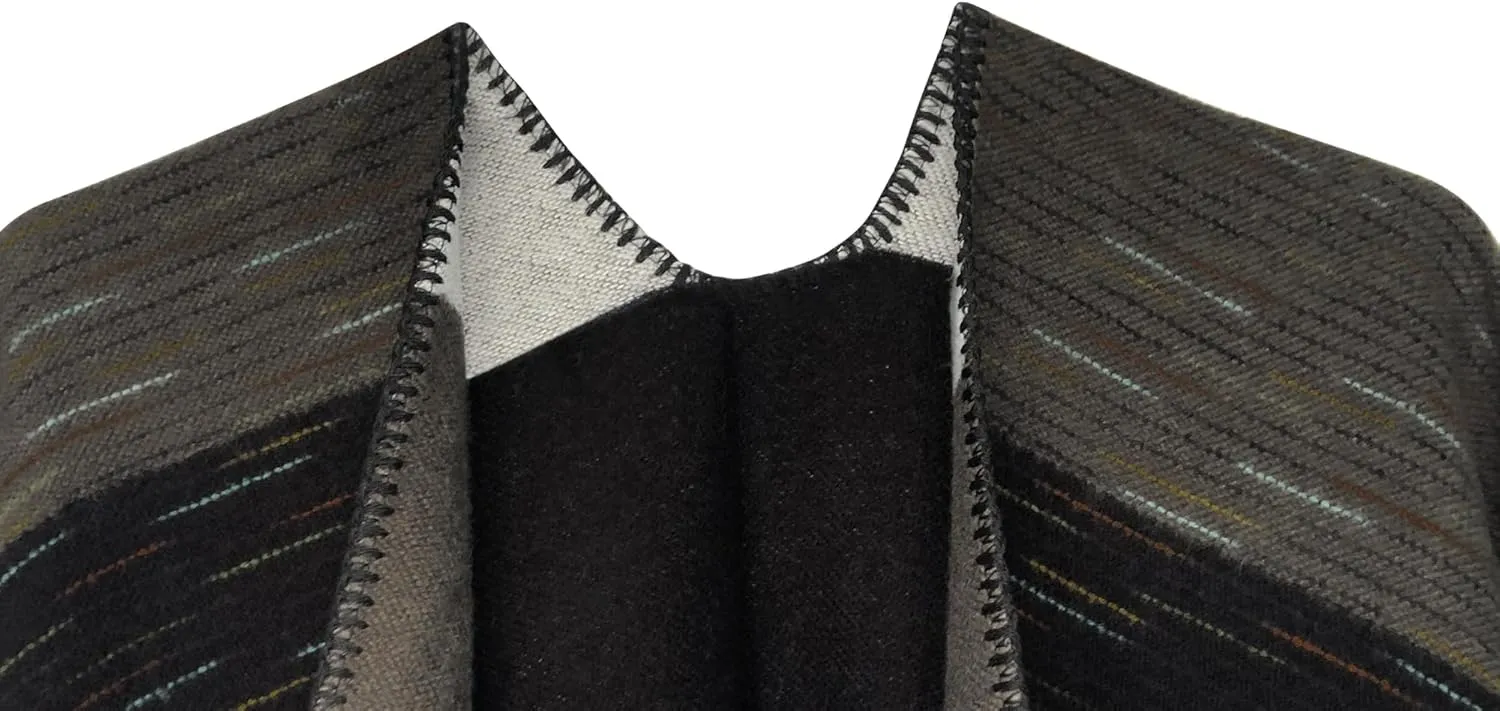 Urban CoCo Women's Color Block Shawl Wrap Open Front Poncho Cape